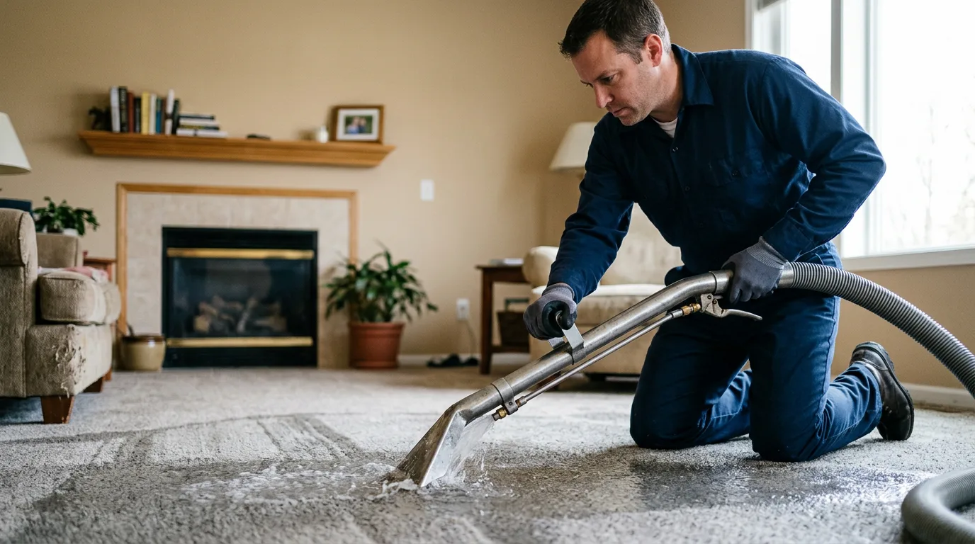 Water damage restoration technician working near Pleasant Grove, UT